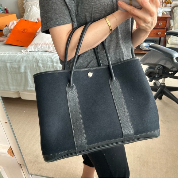 HERMÈS Black Large Garden Party 36 Canvas Bag - Picture 2 of 12